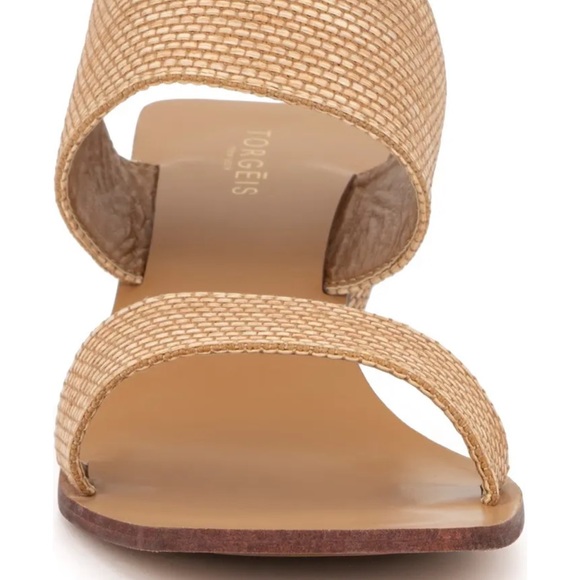 Womens Sandals size 7; Torgeis Yara Orb Kitten Heel; Beige Woven SOLD OUT VHTF - Picture 6 of 6